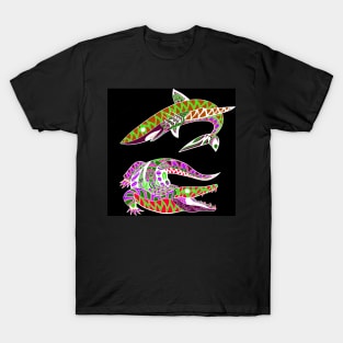 shark and the gator kingdom of pattern animal beast ecopop art T-Shirt